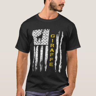 T-shirt Drapeau américain Giraffe Animaux Silhouette