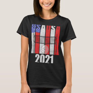 T-shirt Drapeau américain Gold Été 2021 Volleyball Patriot