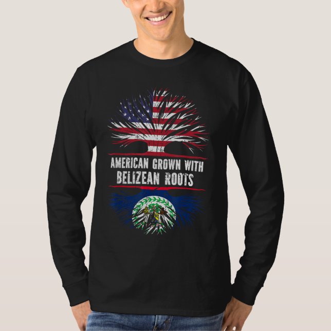 T-shirt Drapeau américain grandi avec racines béliziennes  (Devant)