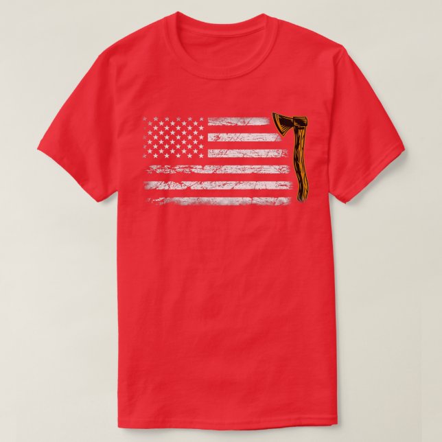T-shirt Drapeau américain Hatchet amusant Ax Thover (Design devant)
