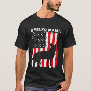T-shirt Drapeau Américain Heeler Maman Australian Cattle D