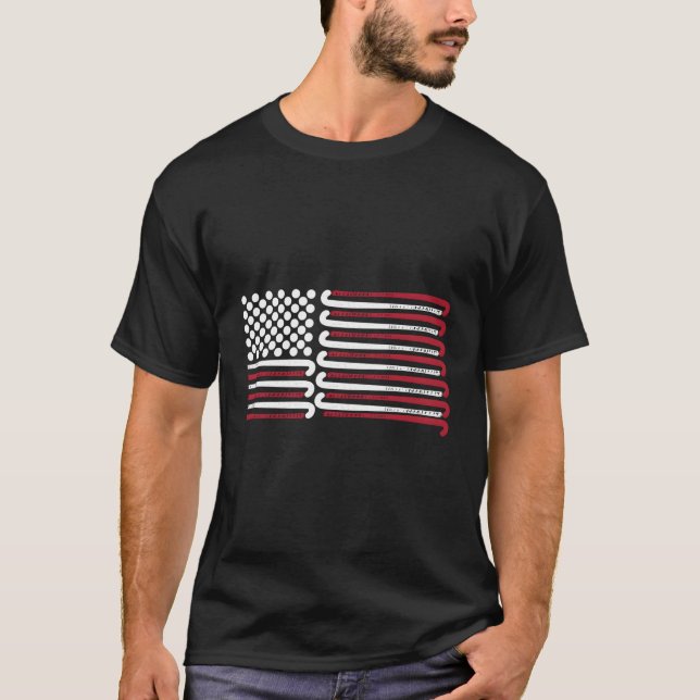 T-shirt Drapeau Américain Hockey De Champ Avec Ballons Et  (Devant)