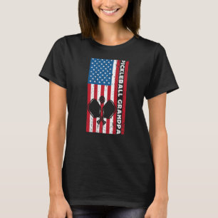 T-shirt Drapeau Américain Hommes Pickleball Grandpa
