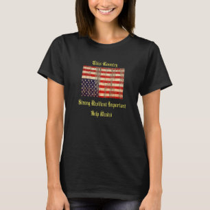 T-shirt Drapeau américain inversé vintage en détresse