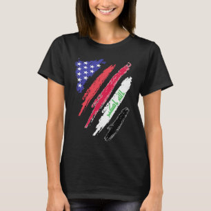 T-shirt Drapeau américain irakien à rayures et cœur de pat