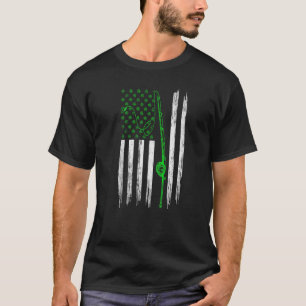T-shirt Drapeau américain irlandais en détresse pêche Sain