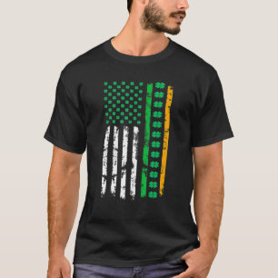 T-shirt Drapeau américain irlandais rétro en détresse St P