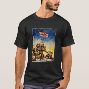 T-shirt Drapeau Américain Iwo Jima Retro 2ÈME GUERRE MONDI