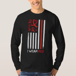 T-shirt Drapeau américain Je Porte Du Rouge Pour Lutter Co