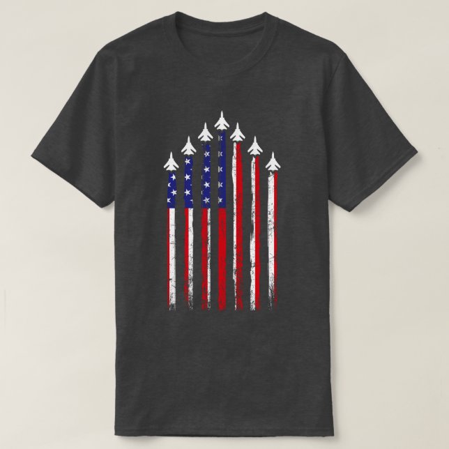 T-shirt Drapeau américain Jets de combat patriotique (Design devant)