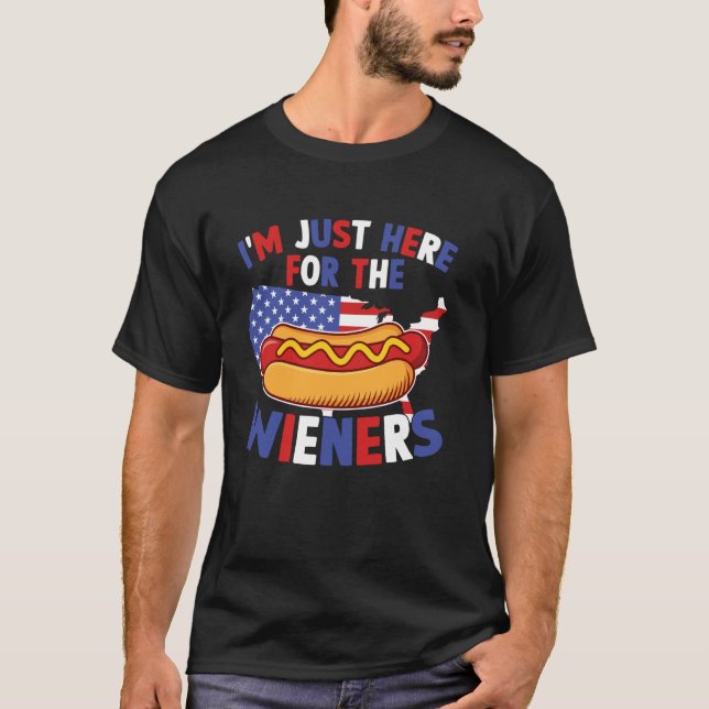 T-shirt Drapeau Américain Juste Ici Pour Les Wieners États (Devant)