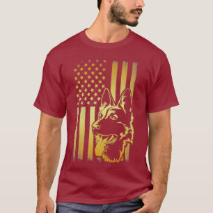 T-shirt Drapeau américain K9 berger allemand police chien 