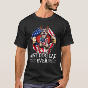 T-shirt Drapeau américain Kelpie Meilleur Chien Papa Jamai