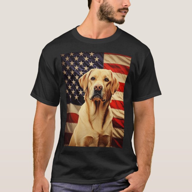 T-shirt drapeau américain Labrador (Devant)