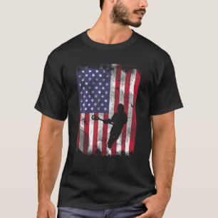 T-shirt Drapeau américain Lacrosse Vintage Lax Patriotiqu