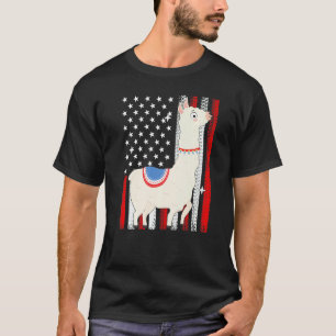 T-shirt Drapeau américain lama alpacca 4 juillet patriote