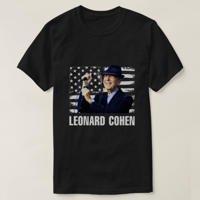 T-shirt Drapeau américain Leonard Cohen (Design devant)
