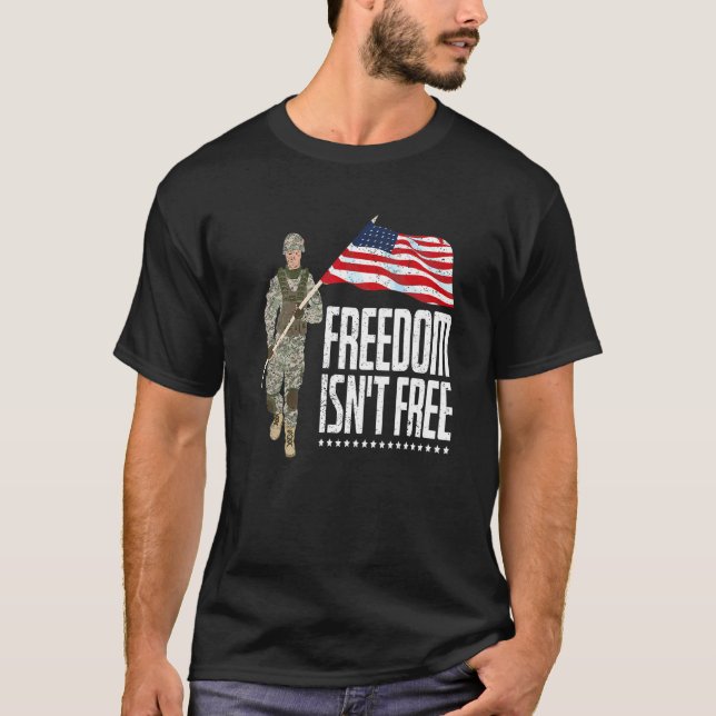 T-shirt Drapeau américain Liberté Soldat patriotique Mémor (Devant)