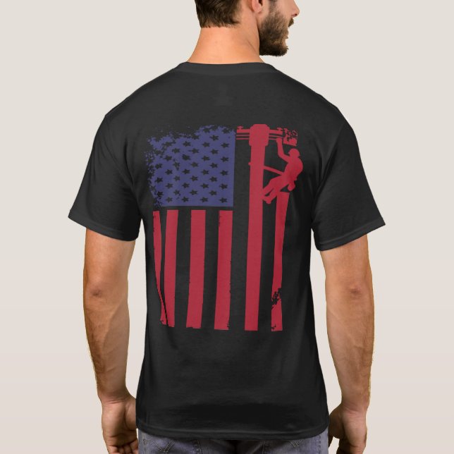 T-shirt Drapeau américain Lineman (Dos)