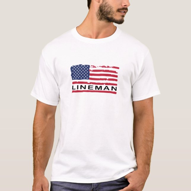 T-shirt Drapeau américain Lineman Patriotique (Devant)