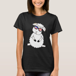 T-shirt Drapeau américain Lunettes de soleil Sheep