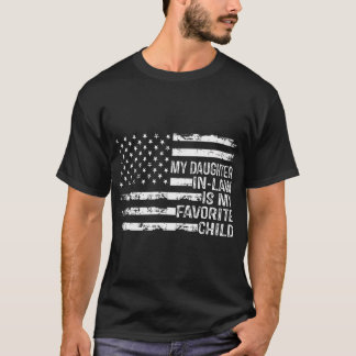 T-shirt Drapeau Américain Ma Belle-Fille Est Ma Préférée