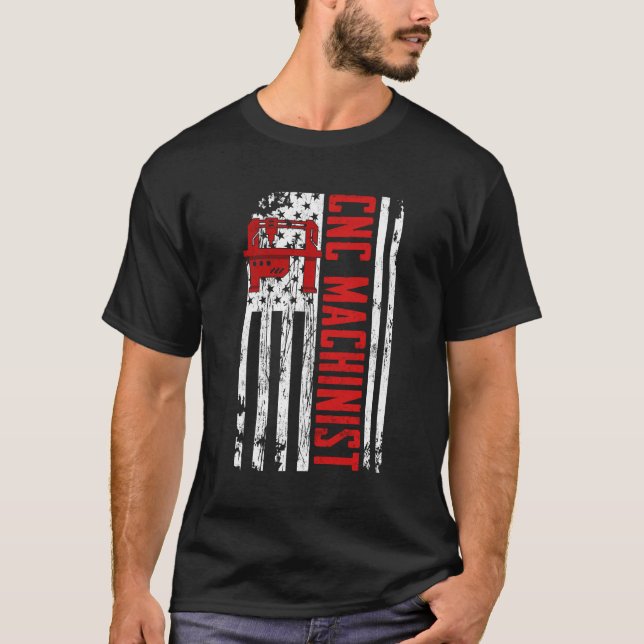 T-shirt Drapeau américain machiste CNC (Devant)
