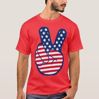 T-shirt Drapeau américain main rétro