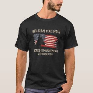 T-shirt Drapeau américain Malinois belge Drôle Funny Chien