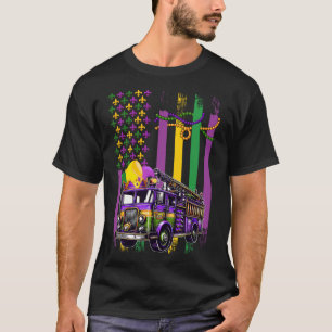 T-shirt Drapeau américain Mardi Gras Camion Feu portant Je
