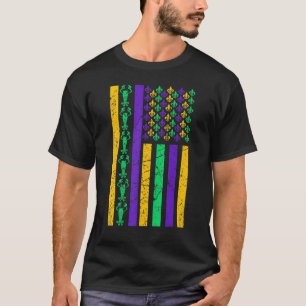 T-shirt Drapeau américain Mardi Gras Costume Mardi Gras Cr