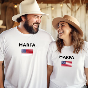 T-shirt Drapeau américain Marfa Texas USA Couleur claire