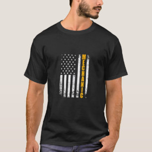 T-shirt Drapeau américain mécanique Usa Vintage Funny Fièr