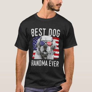 T-shirt Drapeau américain Meilleur Chien Grand-mère Jamais