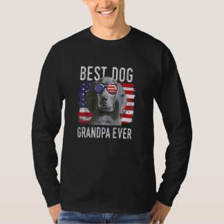 T-shirt Drapeau américain Meilleur chien Grand-père jamais