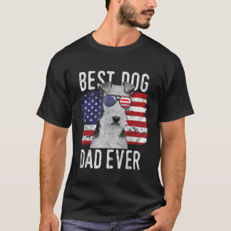 T-shirt Drapeau américain Meilleur Chien Papa Ever Fil Fox