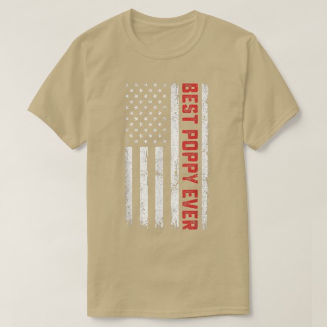 T-shirt Drapeau Américain Meilleur Pavot Jamais Pères Rétr (Design devant)