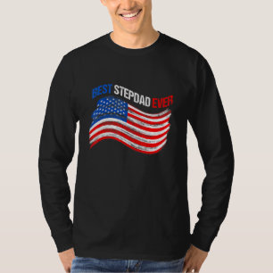 T-shirt Drapeau américain Meilleur Stepdad Jour de l'indép