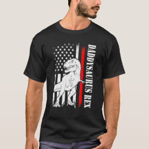 T-shirt Drapeau américain Mens Daddy Saurus Rex Daddysauru