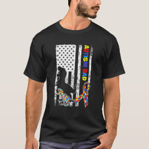 T-shirt Drapeau Américain Mens Et Dinosaure T-rex Autisme 