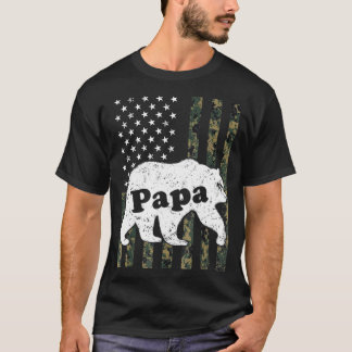 T-shirt Drapeau américain Mens Papa Bear Camouflage