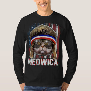 T-shirt Drapeau américain Meowica Cat Mullet 4 e de