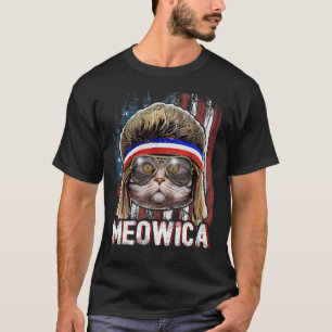 T-shirt Drapeau américain Meowica Cat Mullet 4 e de