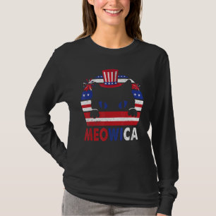 T-shirt Drapeau américain Meowica Chat 4 juillet Merica No