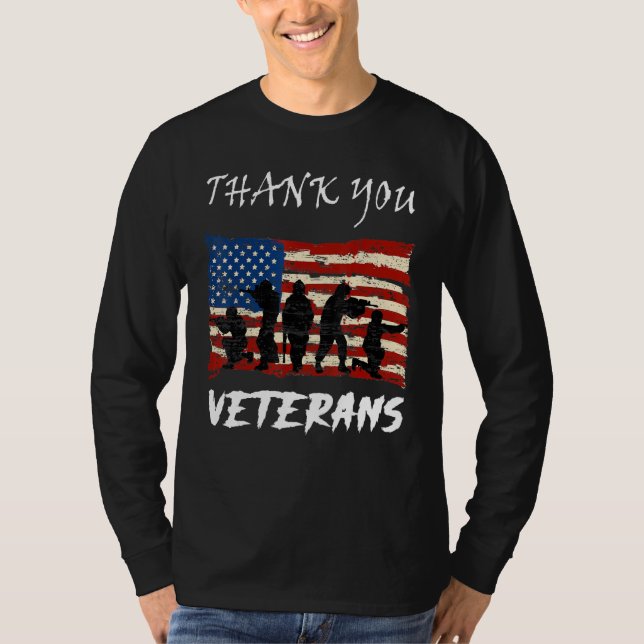 T-shirt Drapeau américain Merci patriotique vétérans Fière (Devant)