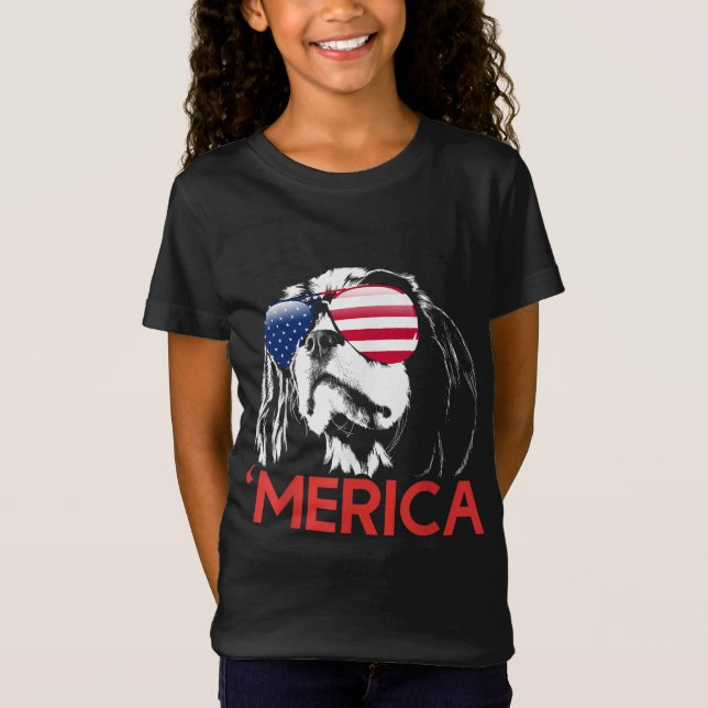 T-Shirt Drapeau américain Merica Cavalier King Charles Esp (Devant)