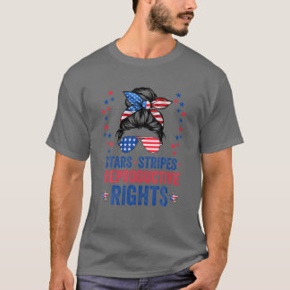 T-shirt Drapeau américain Messy Bun, Stars Stripes Reprodu