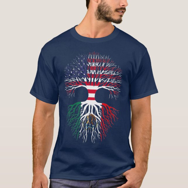 T-shirt Drapeau américain mexicain des racines mexicaines (Devant)