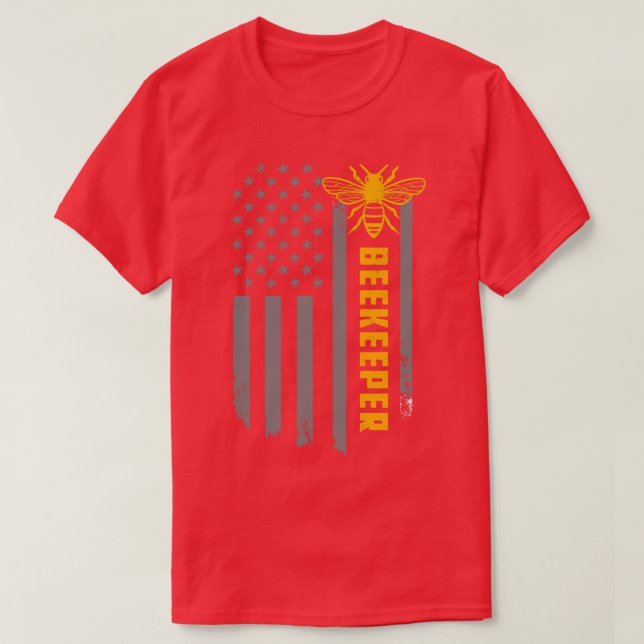 T-shirt Drapeau américain Miel Abeille apiculture apiculte (Design devant)