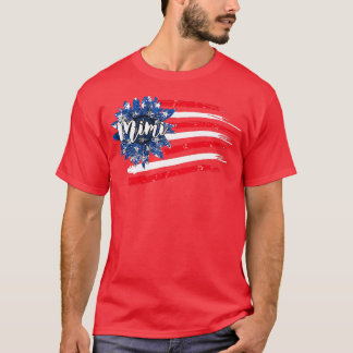 T-shirt Drapeau américain Mimi 4 juillet Fleurs de tournes